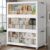 QAVABIN 360QT Extra Large Stackable Storage Bins with Lid, 90Gal Plastic Closet Organizers and Storage Drawer, Collapsible Cabinet Box with Wheels Clear Doors for Home Kitchen Office, 3Pack White