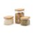 Qdesign QULINART Set of 3 1L + 1L + 2L Borosilicate Glass Jars with Airtight Bamboo Lid Reusable Storage Jar for Kitchen Food Storage (Pasta, Cereal, Grains) – Transparent/Wood