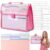 Qeeenar 1 Pcs A4 Pink File Organizer Bag with 18 Pack Morandi Manila File Folders, Double Layer Document Storage Pouch with Handle and Labels, Plastic Office Paper Filing System