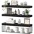 QEEIG Bathroom Shelves 32 inches Long – Floating Shelf for Wall Over Toilet Paper Storage Basket Farmhouse Set of 3, Black (019-80B3)
