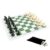 Qelirone Portable Chess & Checkers Set, 42cm Tournament Chess Mat with Chesses & Storage Bag, PU Leather Tournament Roll Up Chessboard Travel Sets(Color:Green)