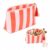 QHANZIROER PVC Makeup Bag Travel, Waterproof Clear Makeup Bag, Large Capacity Zipper Striped Cosmetic Pouch for Women Girls(Pink-Orange)