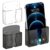 Qianyu 2 Pcs Wall Mounted Phone Holder Transparent Wall Cellphone Holder Self Adhesive Cell Phone Stand with Charging Hole (Transparent, Black)