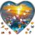 Qiuenisray Heart Wooden Puzzles 200 Piece, Sunset Jigsaw puzzle, Stone Crystal Glass FSC Certified Jigsaw Puzzles, Unique Flower Shaped Piece, Beautiful Home Decor, Wood Gift for Family 10.5×11.2 in