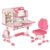 Qiuikloi Adjustable Kids Study Desk and Chair Set, 80cm Widened Desktop Children Learning Table with Sitting Corrector, Sliding Drawer, Ergonomic Dual Backrest & Backpack Hook for Kids 3-18 Years Old