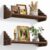 QsQueen Floating Shelves for Wall, 17 Inch Scalloped Paulownia Wood Shelf with Wooden Brackets, Rustic Decorative Wall Shelf for Bedroom, Living Room & Bathroom Decor