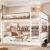 Queen Size Convertible Bunk Bed with Trundle and Side Shelf (Queen)