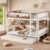 Queen Size Wood Detachable Bunk Bed with Trundle and Side Shelf (Queen)