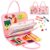 Quiet Flower 8 in 1 Busy Board Montessori Toys – Pink Sensory Busy Book & Activity Book for Basic Motor Skills, Educational Airplane Toys & Travel Essentials for Kids, Birthday Gift for Girl