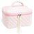 Quilted Makeup Bag for Women, Travel Cosmetic&Toiletry Bag,Pink Stripe