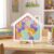 Qunclay House Shaped Classroom Reward Jar with Colorful Acrylic Hearts, Home Sweet Classroom Decor Positive Behavior Reward System with Magnet Wooden Stand Hanging Rope for Home Good Habit Training