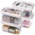 Quzzil 4 Packs 17 Qt Plastic Storage Bins Clear Storage Box with Lids Clear Plastic Latching Box Organizer Stackable Bin with Lid & Tray for Organizing Tool Arts Craft Crayon and Car Trunk