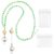 RAHHLIZS 2Pcs Card Holder with Lanyard Around Neck Beaded Retractable Lanyards for ID Badges, Cute Teacher Card Holder and Lanyard for Women Green Beaded Lanyards with Keychain Ring