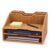 RattanView Plastic Wicker Desk File Organizer, 3 Tier Letter Tray & 2 Upright File Holders, Natural Woven Desktop Paper Sorter, Rustic Document Mail Folder Storage Rack for Home Office Study Desk
