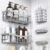 RAZVORA Shower Caddy, Wall Mounted Bathroom Shelf Organizer with Hooks, No Drilling Required