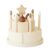 RCULWPLP Children Wooden Cake Pretend Set Toy Birthday Cake Ornament with Interlocking Pieces and Candle Posts in Unfinished Wood Suitable for Play Nursery , Double Layer Star Linden Wood Cream Cake