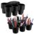 Reallnaive 6 Pack Classroom Caddy Plastic Cup Crayon Pen Holder with Handle, 6-hole Cup Storage Art Caddies Table Organizer for Drink Delivery Pencil Pen School Office Art Crafting (Black)