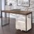 Rectangular Top Writing Desk with Metal Legs, Weathered Oak and Black