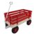 Red Wooden Wagon Cart with Folding Handle, Heavy Duty All-Terrain Kids Wagon for Outdoor, Garden, Camping, Beach & Playtime – Classic Pull-Along Utility Wagon