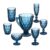 Relaxdays Glasses Set, 7 Pieces, Jug, Ice Cream Cup, Champagne Glass, 2 Drinking Glasses & Wine Glasses, Dishwasher Safe, Blue, 10036049, 19.5 x 19.5 x 14 cm