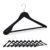 Relaxdays Velvet Coat Hangers, Set of 10, Wood, Wide Width with Trouser Bar, 360° Clothes Hook, Suit Hanger, Black