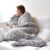 Rengue Pure Wool Small Blanket 50x50cm, Lightweight Handmade Knit Throw for Airplane Car Travel, Armchair Lap Cover for Elderly, Portable Winter Foot Warmer (Grey)