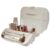 renvee Makeup Bag for Travel, Standing Toiletry Bag with Compartments, Fold Down Vertical Makeup Organizer, Travel Toiletry Bag for Women, Leather Cosmetic Bag, Cream