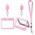 Retractable Badge Reel Clips with ID Card Holder, Double Sided Clear Name Tag Protector, Detachable Lanyard for Nurse Teacher Office Worker Student(Pink)