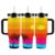 Retro Geometric Palm Tree & Sun 40 Oz Car Cup Tumbler with Handle Straw, Large Capacity Stainless Steel Insulated Travel Mug Double Wall Vacuum Leak Proof Water Bottle for Hot Cold Drinks Coffee Iced