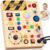 RichBoy Busy Board Montessori Sensory Toy, 37-in-1 Switch Board with 24 LED Lights, Birthday Gift for 1 2 3 Year Old Boys Girls, Safety for Toddlers Home Travel Essentials (6.7″ X 5.3″)