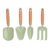 RIZGHWOY 4Pcs Kids Wooden Garden Shovel Rake Set Metal Head Child Safe Gardening Tools Outdoor Beach Sandbox Snow (Green)