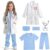 Rizuko Doctor Costume for Kids Scrubs Real Stethoscope Lab Coat Halloween Costumes Career Day Costume For Boys Girls 7PCS