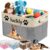 Rmaphy Personalized Dog Toy Storage Basket Bin with Name Photo Custom Pet Collapsible Organizer Box Container for Toys Coats Clothing Blankets