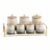 rockible 7 Pieces Ceramic Kitchen Storage Jar Set with Metal Rack Elegant Ceramic Canister Set Rustic Canister with Wooden Lid for Coffee
