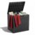 ROJIK 40 Gallon Resin Deck Box, Lockable Waterproof Weatherproof Outdoor Storage Container for Garden Tools, Cushions & Outdoor Accessories（Black