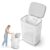 Rolling Laundry Hamper with Lid, Large Plastic Clothes Basket with 2 Side Storage Pockets, Mobile Dirty Laundry Bin with Wheels for Bathroom Bedroom White