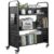 Rolling Library Book Cart, 37 lbs Heavy Duty Metal Book Carts with Wheels