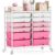 Rolling Storage Cart with 12 Drawers, Wooden Tabletop Utility Cart for Craft Storage, Art Supply Storage & Home Office Organization, Teacher Cart with Wheels for Classroom Organization, School