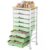 Rolling Storage Cart with 8 Drawers, Utility Cart on Wheels with Metal Frame and Wooden Tabletop for Living Room Bedroom Dorm, Office Storage & Art Supply Craft Organizer for Classroom, Green