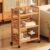 Rolling Storage Cart with Wheels, 3-Tier Mobile Utility Organizer for Kitchen, Bathroom, Living Room, Office, Wood Construction with Safety Rails