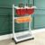 Rolling Table Tennis Paddle Storage Cart, Freestanding Ping Pong Equipment Organizer with Removable Mesh Ball Basket & Bottom Shelf