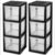ROOK UNLIMITED 3 Drawer Storage Tower with Clear Plastic Bins, Black