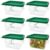 Roriori 6 Pcs 2 Qt Food Storage Containers with Lids, Clear Square Storage Containers with Handles and Measurement Scales, Plastic Food Container for Restaurant and Home Kitchen