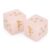 Rose Quartz Crystal Dice Set of 2, 15mm with Gold Cat Design