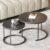 Round Nesting Coffee Table, Black Modern Decorative Coffee Center Table Set of 2, Sintered Stone Coffee Table for Living Room with Sturdy Metal Frame.