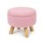 Round Storage Ottoman Stool with Teddy Fleece Upholstery, Pink