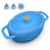 ROVSUN 7.5 QT Oval Enameled Cast Iron Dutch Oven Pot with Lid, Large Deep Casserole for Bread Baking & Braising, Diamond Texture, with Mitts & Trivet, Oven Safe to 500F, Induction Compatible, Blue