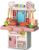 R REVA Mini Kitchen Playset for Kids Ages 3-8, 33PCS Compact Tabletop Pretend Play Cooking Set, 45cm Tall with Water Circulation Sink, Light & Sound Effects, Cookware & Food Accessories