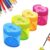 Runsgo Pencil Sharpeners with Lid 4 Pack, Dual Hole Manual Sharpener, Compact Colored