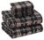 RUVANTI Flannel Sheets Set Full Size, Peach & Black Plaid